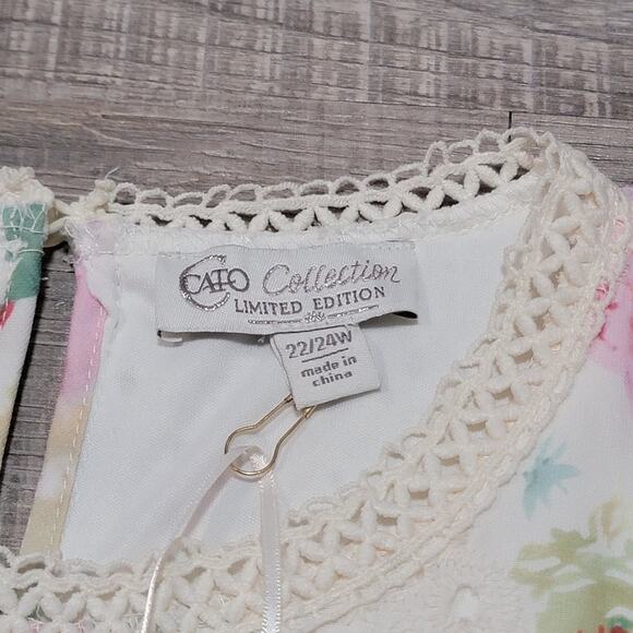 NWT Cato Limited Edition Cottagecore Embroidered Floral Top Size 22/24W Prairie - Picture 4 of 8